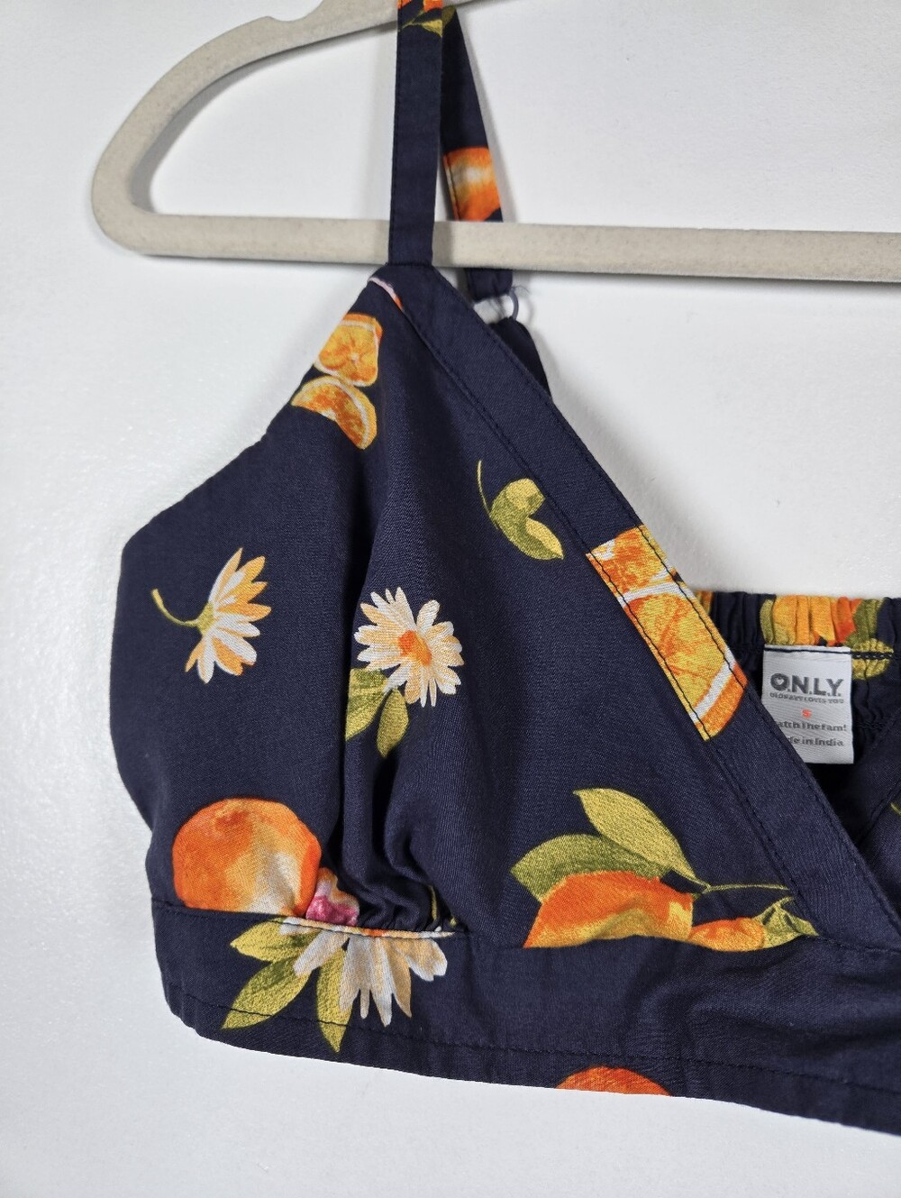 Old Navy Classic Woven Citrus Floral Navy 2pc Pajama Set Bralette Shorts S-M - Picture 4 of 16